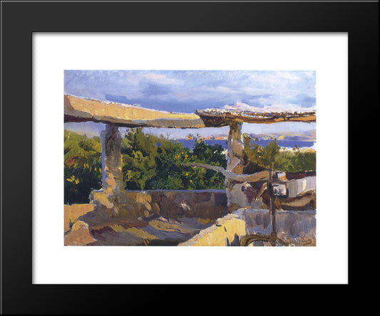 The Waterwheel, Javea 20x24 Black Modern Wood Framed Art Print Poster by Sorolla, Joaquin