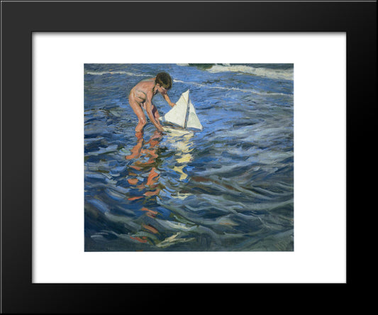 The Young Yachtsman 20x24 Black Modern Wood Framed Art Print Poster by Sorolla, Joaquin