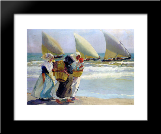 Three Sails 20x24 Black Modern Wood Framed Art Print Poster by Sorolla, Joaquin
