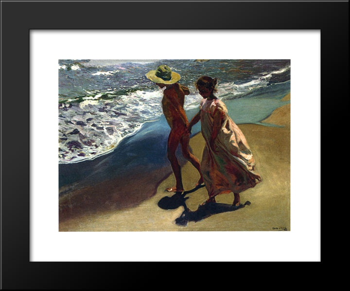 To The Water 20x24 Black Modern Wood Framed Art Print Poster by Sorolla, Joaquin