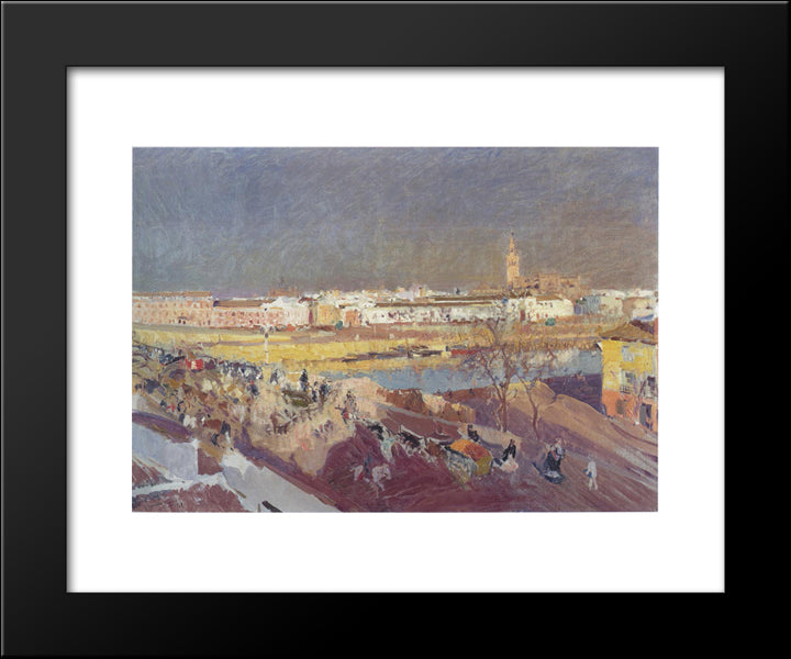 Triana Bridge, Seville 20x24 Black Modern Wood Framed Art Print Poster by Sorolla, Joaquin