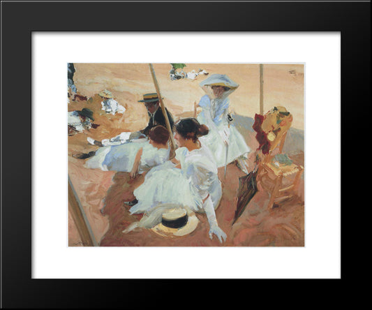Under The Sawning At Zarauz Beach 20x24 Black Modern Wood Framed Art Print Poster by Sorolla, Joaquin