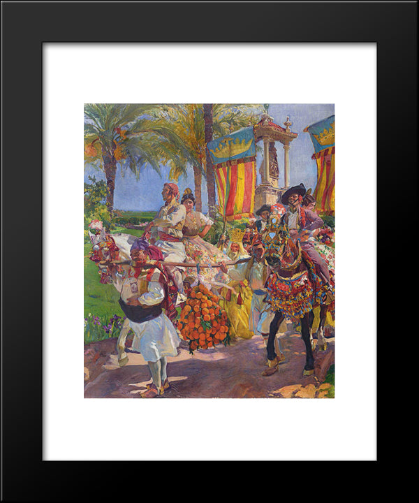 Valencia, Couples On Horseback 20x24 Black Modern Wood Framed Art Print Poster by Sorolla, Joaquin