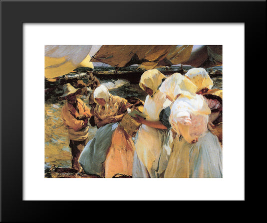 Valencian Fishwives 20x24 Black Modern Wood Framed Art Print Poster by Sorolla, Joaquin