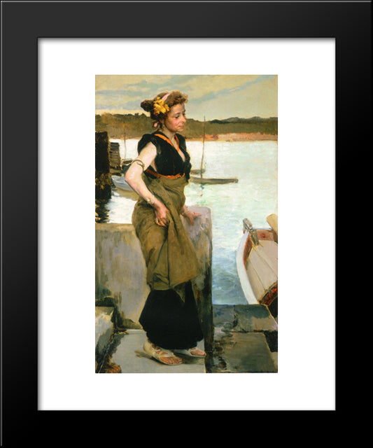 Waiting 20x24 Black Modern Wood Framed Art Print Poster by Sorolla, Joaquin