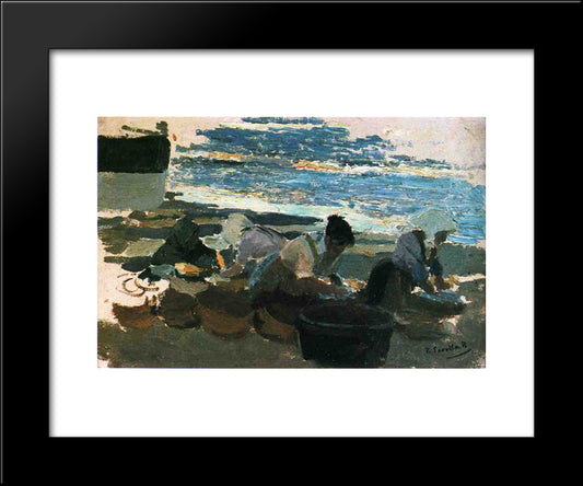 Washerwomen (Sketch) 20x24 Black Modern Wood Framed Art Print Poster by Sorolla, Joaquin