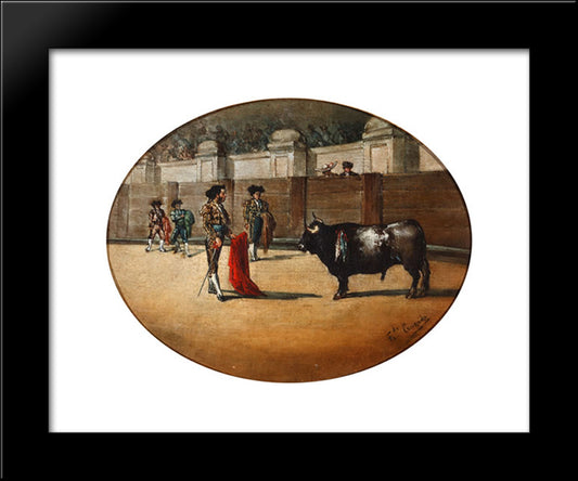 El Pase De Muleta 20x24 Black Modern Wood Framed Art Print Poster by Fernandez Cruzado, Joaquin Manuel