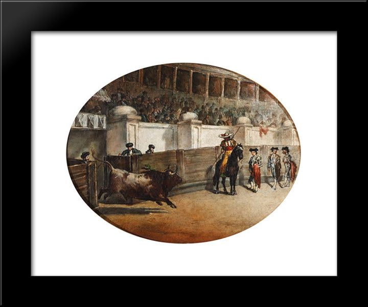 La Salida Del Toro 20x24 Black Modern Wood Framed Art Print Poster by Fernandez Cruzado, Joaquin Manuel