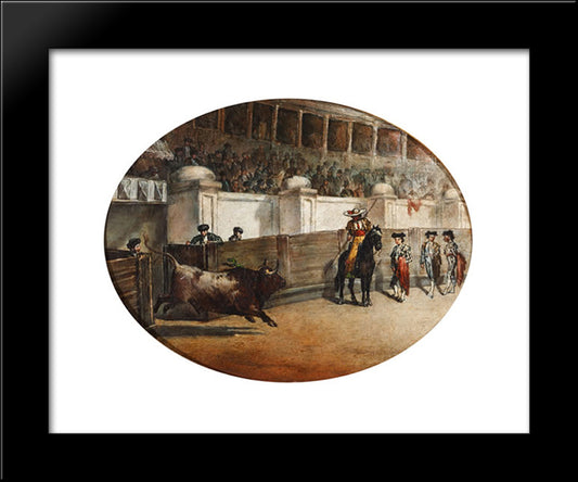 La Salida Del Toro 20x24 Black Modern Wood Framed Art Print Poster by Fernandez Cruzado, Joaquin Manuel