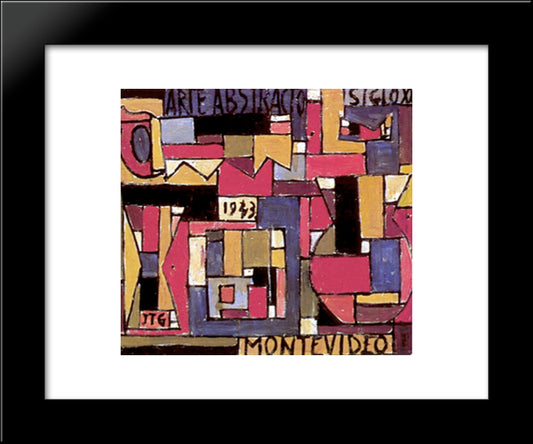 Abstract Art In Five Tones And Complementaries 20x24 Black Modern Wood Framed Art Print Poster by Torres Garcia, Joaquin