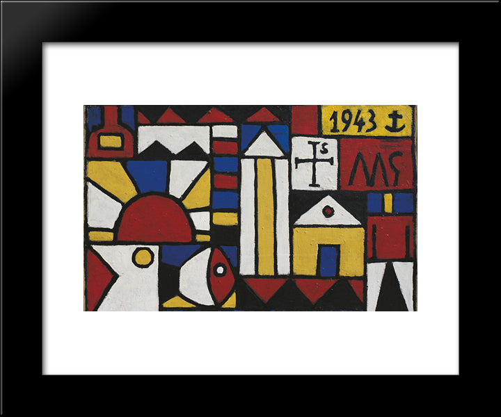 Arte Constructivo 20x24 Black Modern Wood Framed Art Print Poster by Torres Garcia, Joaquin
