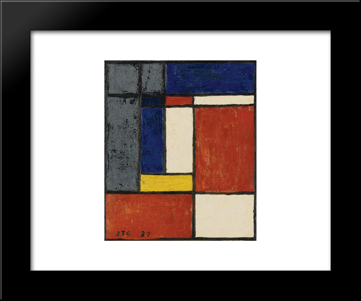 Costruzione Geometrica 20x24 Black Modern Wood Framed Art Print Poster by Torres Garcia, Joaquin