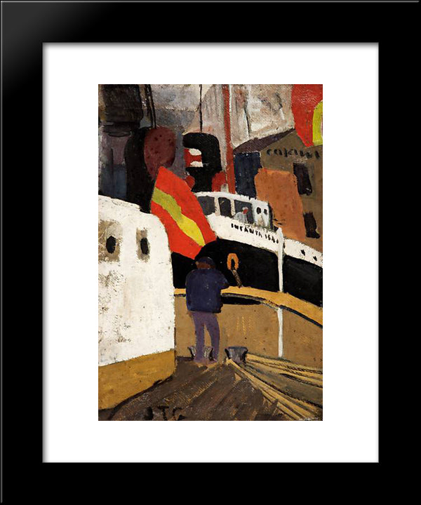 El Puerto De Barcelona 20x24 Black Modern Wood Framed Art Print Poster by Torres Garcia, Joaquin