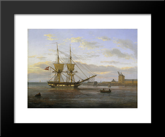Entrance To The Port Of Copenhagen 20x24 Black Modern Wood Framed Art Print Poster by Dahl, Johan Christian