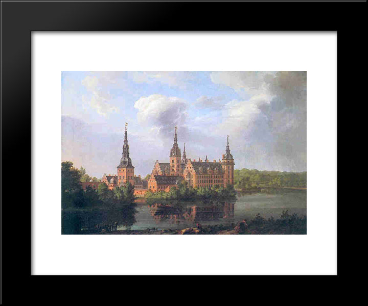Frederiksborg Castle 20x24 Black Modern Wood Framed Art Print Poster by Dahl, Johan Christian