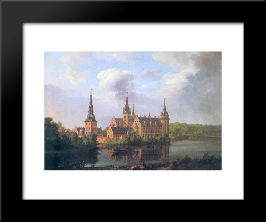 Frederiksborg Castle 20x24 Black Modern Wood Framed Art Print Poster by Dahl, Johan Christian