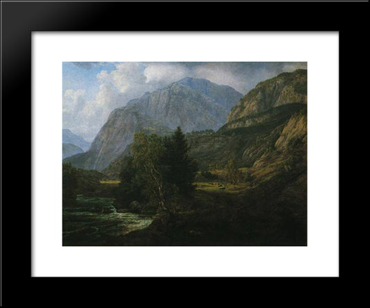 View Of Fortundalen 20x24 Black Modern Wood Framed Art Print Poster by Dahl, Johan Christian