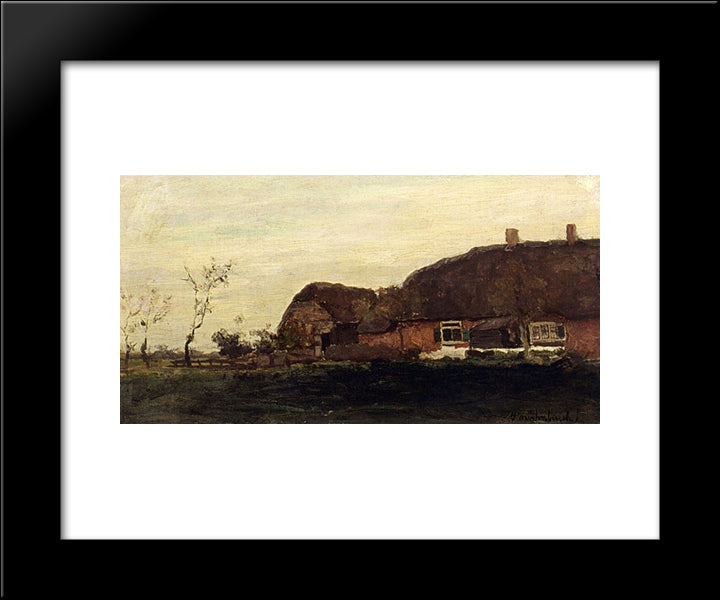 A Farmhouse In A Polder 20x24 Black Modern Wood Framed Art Print Poster by Weissenbruch, Johan Hendrik