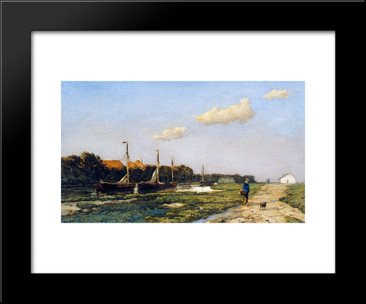 Along The Canal 20x24 Black Modern Wood Framed Art Print Poster by Weissenbruch, Johan Hendrik