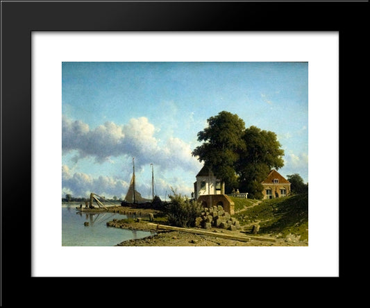At Elshout Sun 20x24 Black Modern Wood Framed Art Print Poster by Weissenbruch, Johan Hendrik