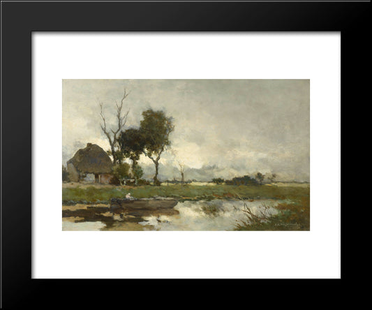 Autumn Landscape 20x24 Black Modern Wood Framed Art Print Poster by Weissenbruch, Johan Hendrik