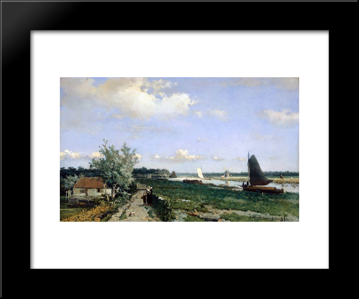 Canal At Rijswijk 20x24 Black Modern Wood Framed Art Print Poster by Weissenbruch, Johan Hendrik