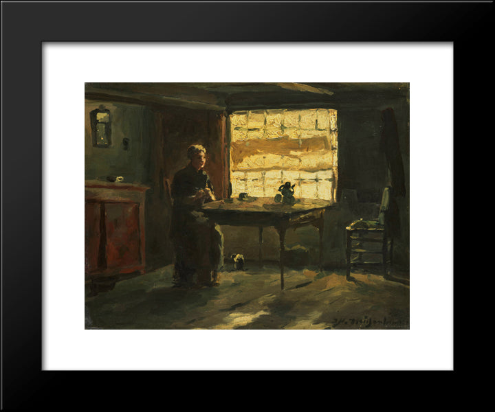 Farm Interior 20x24 Black Modern Wood Framed Art Print Poster by Weissenbruch, Johan Hendrik