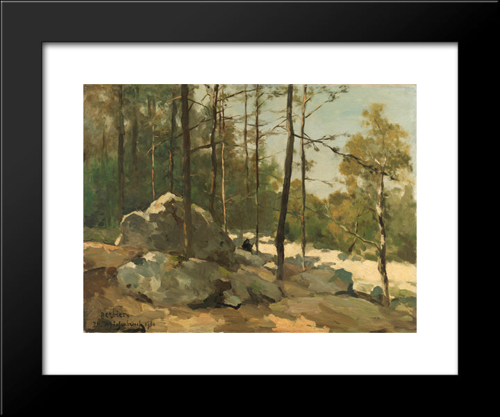 Forest View Near Barbizon 20x24 Black Modern Wood Framed Art Print Poster by Weissenbruch, Johan Hendrik