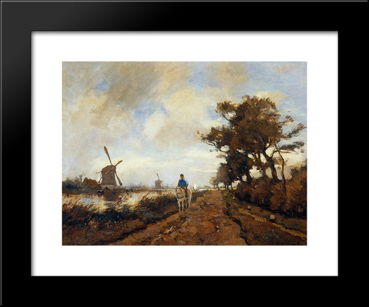 Horseman On A Tow Path 20x24 Black Modern Wood Framed Art Print Poster by Weissenbruch, Johan Hendrik