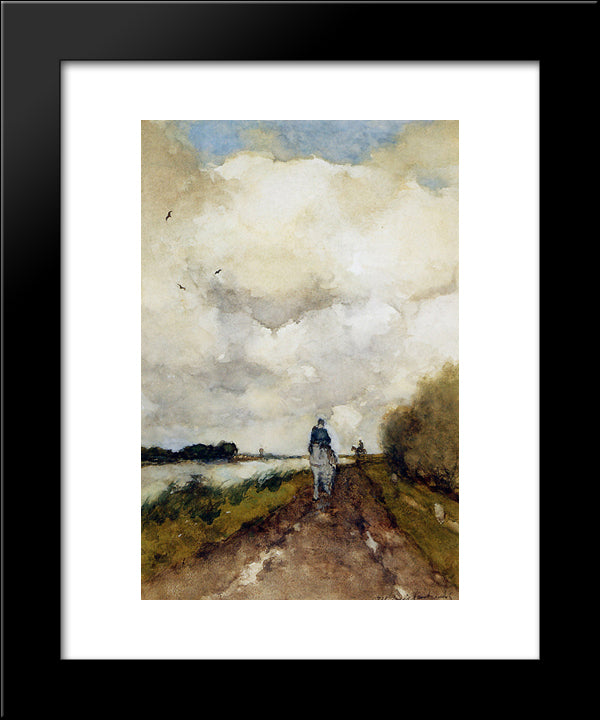 Horseman On Path Near Noorden 20x24 Black Modern Wood Framed Art Print Poster by Weissenbruch, Johan Hendrik