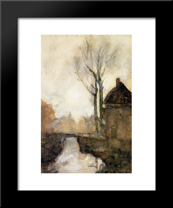 House Near Canal 20x24 Black Modern Wood Framed Art Print Poster by Weissenbruch, Johan Hendrik