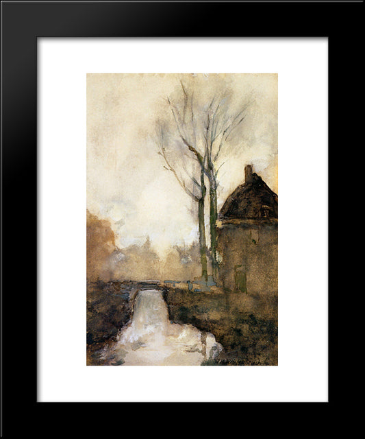 House Near Canal 20x24 Black Modern Wood Framed Art Print Poster by Weissenbruch, Johan Hendrik