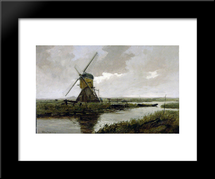 Landscape With A Mill 20x24 Black Modern Wood Framed Art Print Poster by Weissenbruch, Johan Hendrik