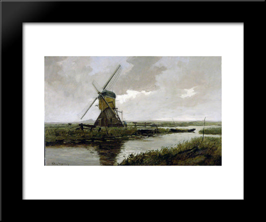 Landscape With A Mill 20x24 Black Modern Wood Framed Art Print Poster by Weissenbruch, Johan Hendrik