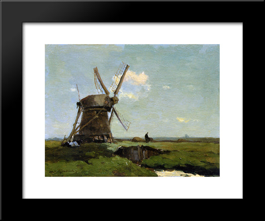 Mill In Landscape 20x24 Black Modern Wood Framed Art Print Poster by Weissenbruch, Johan Hendrik