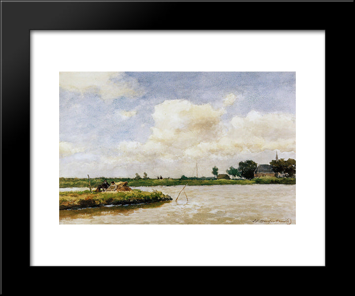 Polder At Noorden 20x24 Black Modern Wood Framed Art Print Poster by Weissenbruch, Johan Hendrik