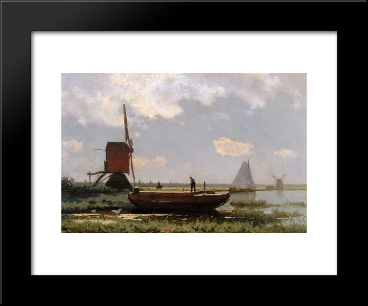 River Landscape 20x24 Black Modern Wood Framed Art Print Poster by Weissenbruch, Johan Hendrik