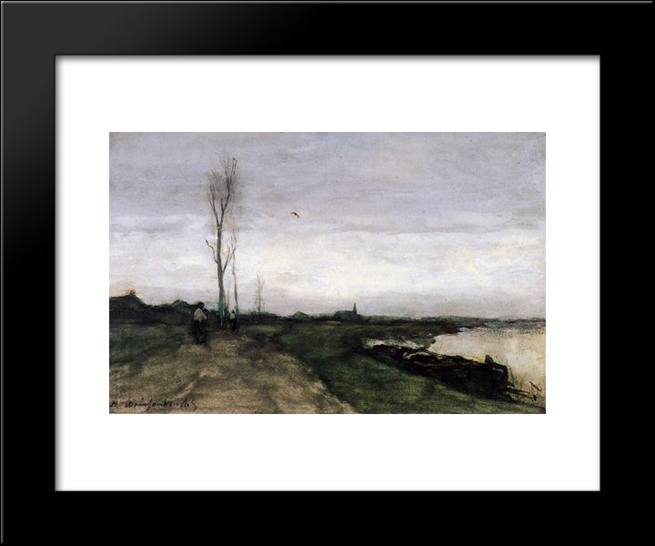 Road Near The Canal 20x24 Black Modern Wood Framed Art Print Poster by Weissenbruch, Johan Hendrik