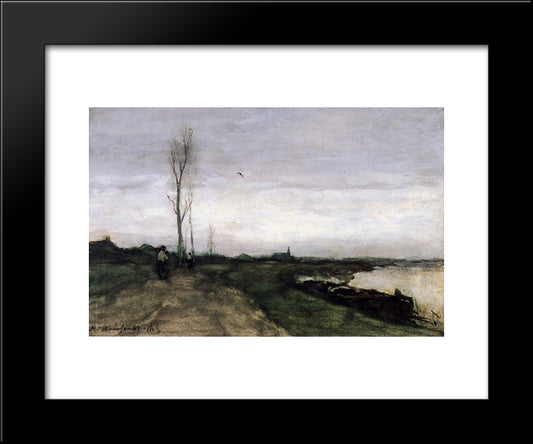 Road Near The Canal 20x24 Black Modern Wood Framed Art Print Poster by Weissenbruch, Johan Hendrik