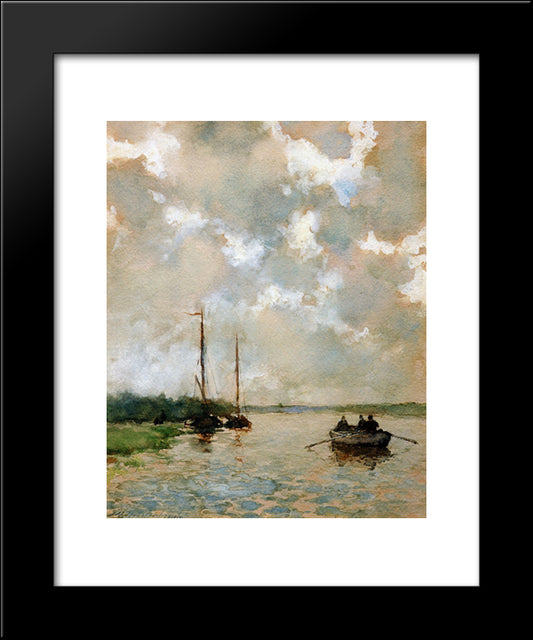Rowing On The River 20x24 Black Modern Wood Framed Art Print Poster by Weissenbruch, Johan Hendrik