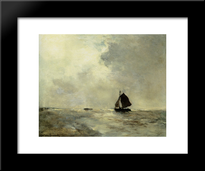 Sailing Boat In Choppy Seas 20x24 Black Modern Wood Framed Art Print Poster by Weissenbruch, Johan Hendrik