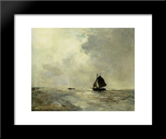 Sailing Boat In Choppy Seas 20x24 Black Modern Wood Framed Art Print Poster by Weissenbruch, Johan Hendrik