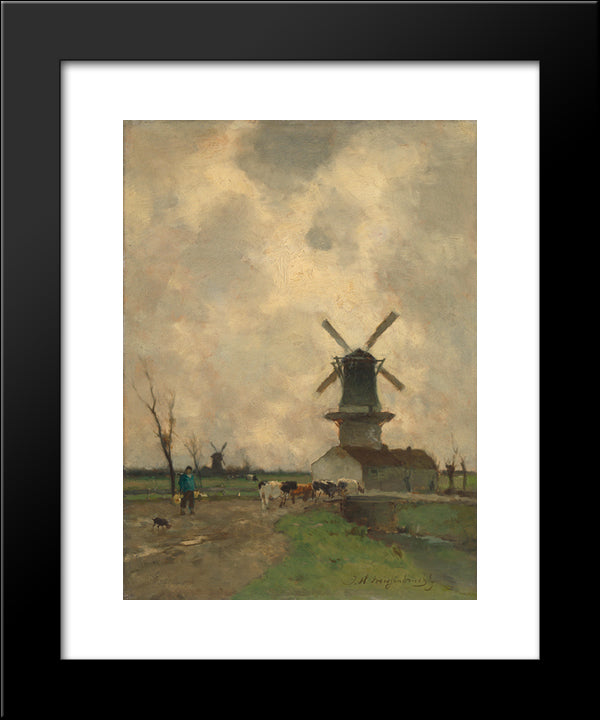 The Mill 20x24 Black Modern Wood Framed Art Print Poster by Weissenbruch, Johan Hendrik