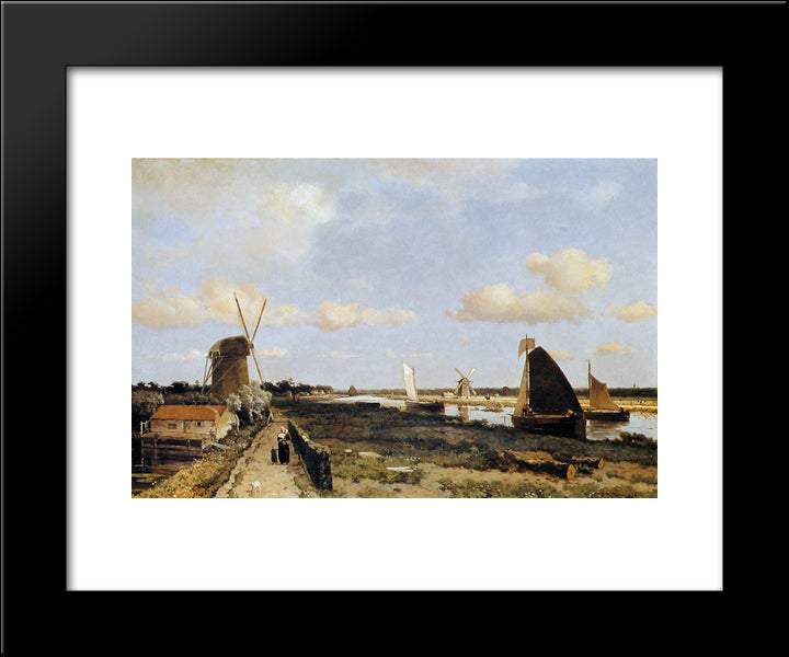 View At Geestbrug 20x24 Black Modern Wood Framed Art Print Poster by Weissenbruch, Johan Hendrik