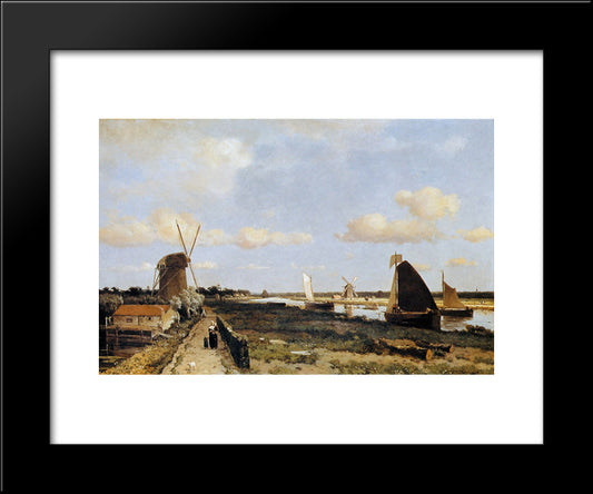View At Geestbrug 20x24 Black Modern Wood Framed Art Print Poster by Weissenbruch, Johan Hendrik