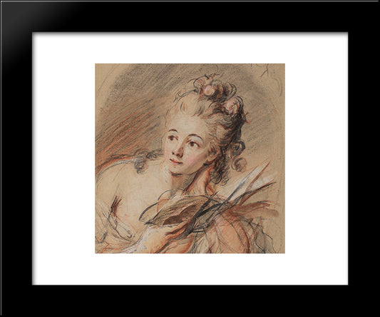 Junge Frau, Ein Buch Lesend 20x24 Black Modern Wood Framed Art Print Poster by Peters, Johann Anton de