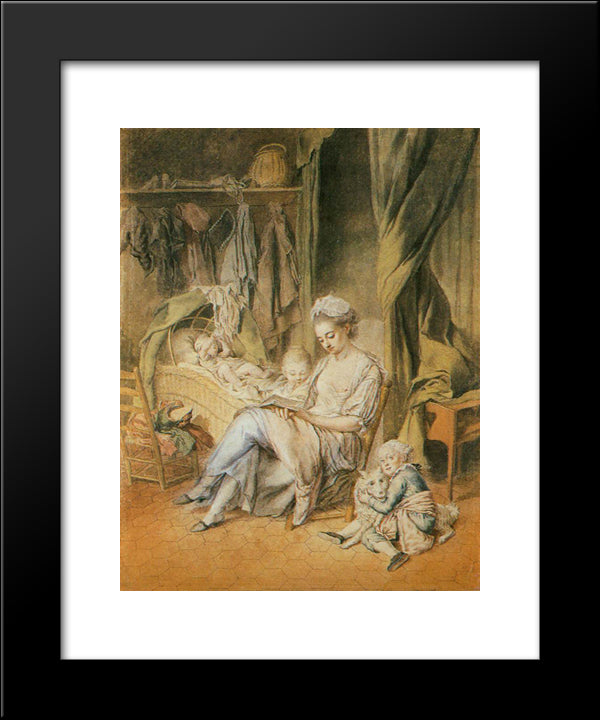 The Happy Mother 20x24 Black Modern Wood Framed Art Print Poster by Peters, Johann Anton de