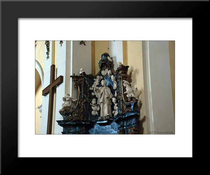 Altar Of St. Nicholas With A Sculpture Of Jan Nepomuk 20x24 Black Modern Wood Framed Art Print Poster by Pinzel, Johann Georg