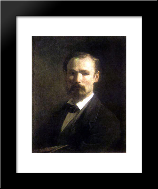 Self Portrait 20x24 Black Modern Wood Framed Art Print Poster by Koler, Johann