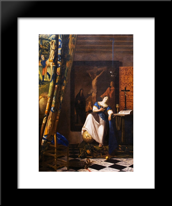 Allegory On Faith 20x24 Black Modern Wood Framed Art Print Poster by Vermeer, Johannes